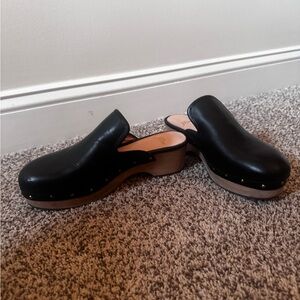 J. Crew Black Leather Clogs